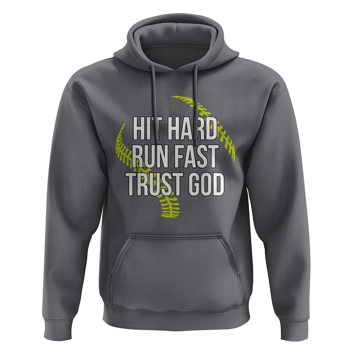 Hit Hard Run Fast Trust God Christian Softball Hoodie