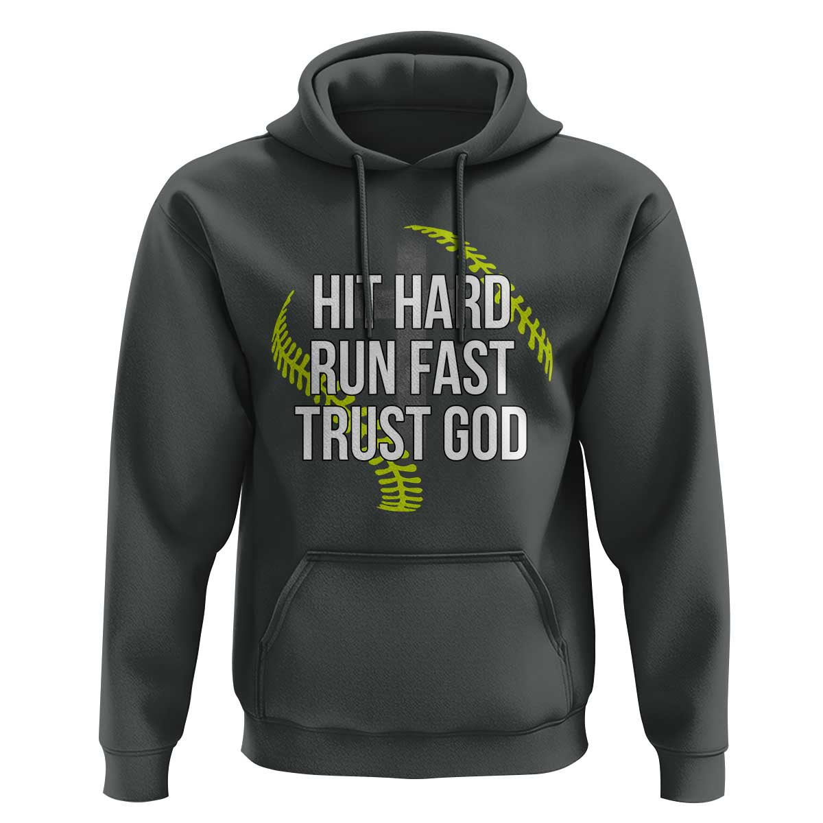 Hit Hard Run Fast Trust God Christian Softball Hoodie