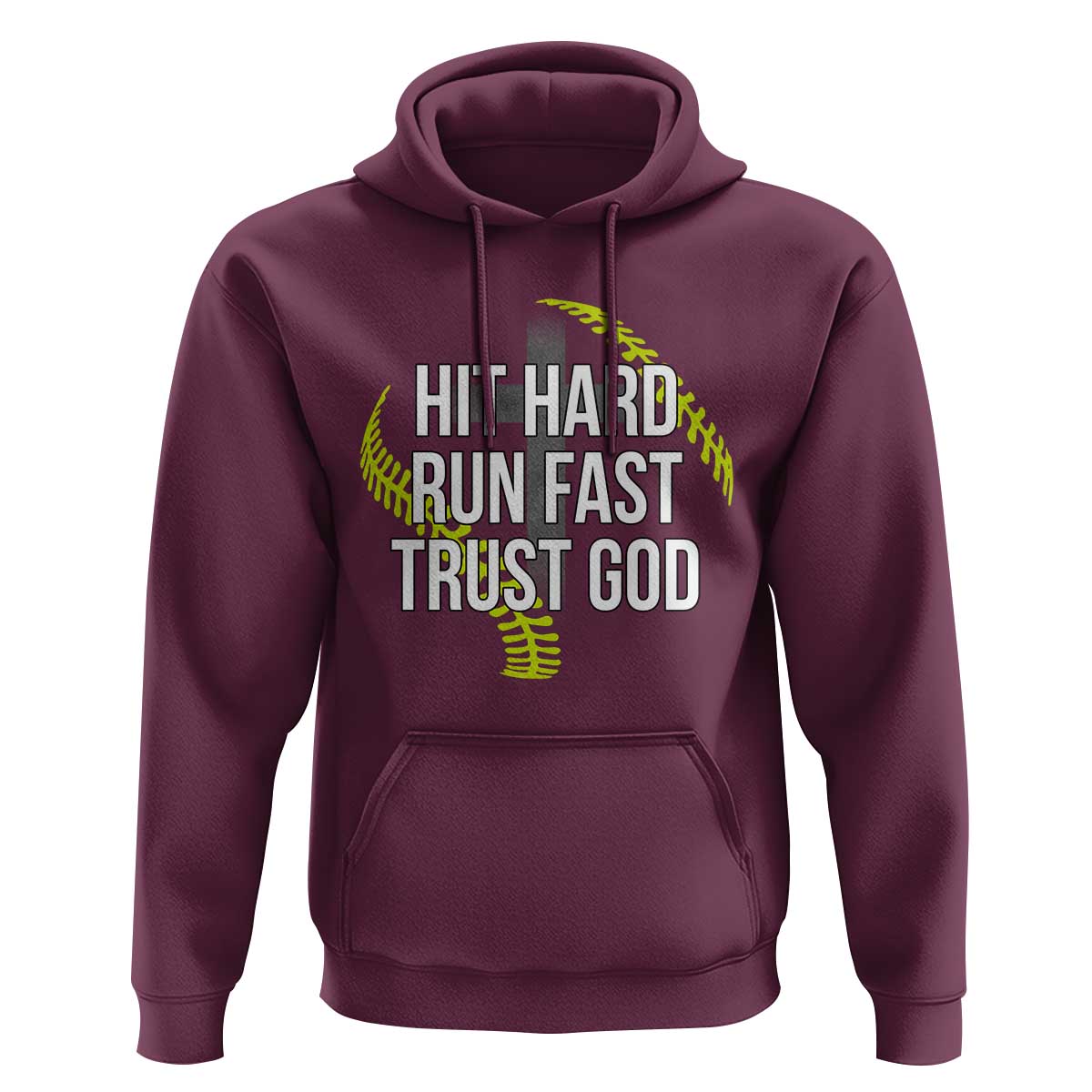 Hit Hard Run Fast Trust God Christian Softball Hoodie