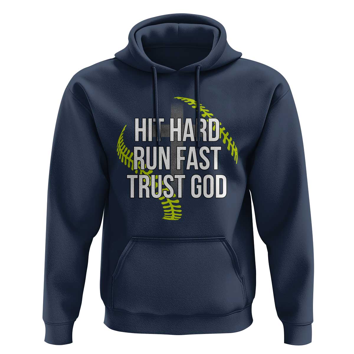Hit Hard Run Fast Trust God Christian Softball Hoodie