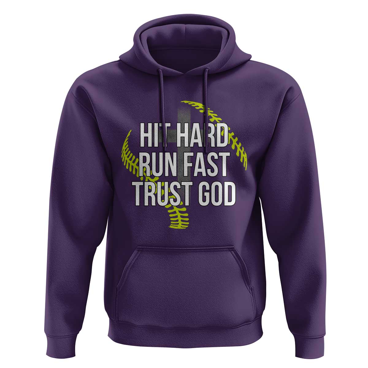 Hit Hard Run Fast Trust God Christian Softball Hoodie