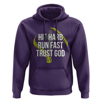 Hit Hard Run Fast Trust God Christian Softball Hoodie
