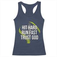 Hit Hard Run Fast Trust God Christian Softball Racerback Tank Top