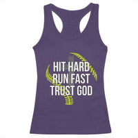 Hit Hard Run Fast Trust God Christian Softball Racerback Tank Top