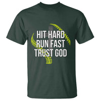 Hit Hard Run Fast Trust God Christian Softball T Shirt