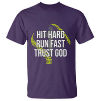 Hit Hard Run Fast Trust God Christian Softball T Shirt