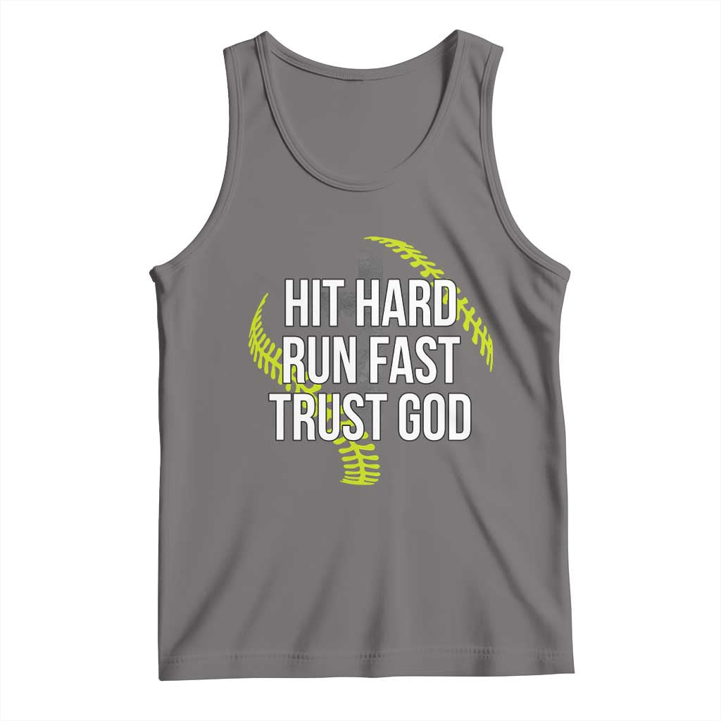 Hit Hard Run Fast Trust God Christian Softball Tank Top