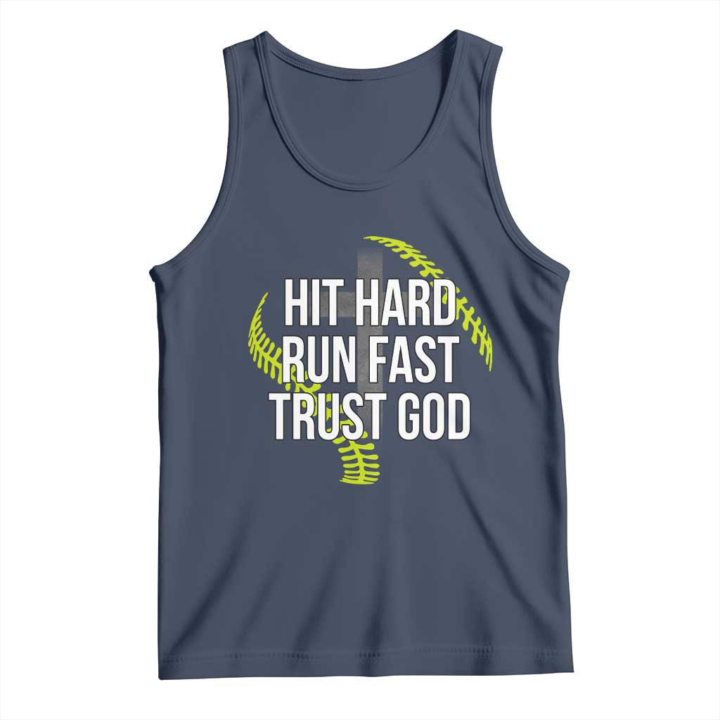 Hit Hard Run Fast Trust God Christian Softball Tank Top