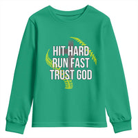 Hit Hard Run Fast Trust God Christian Softball Youth Sweatshirt