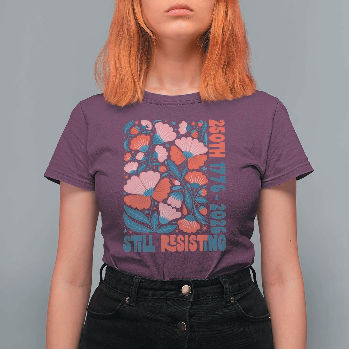 Floral 250th Still Resisting 4th of July 1776 2026 T Shirt For Women