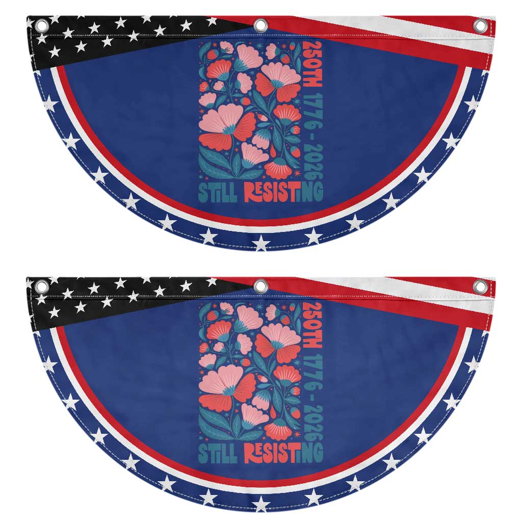 Floral 250th Still Resisting 4th of July 1776 2026 Patriotic Fan Flag