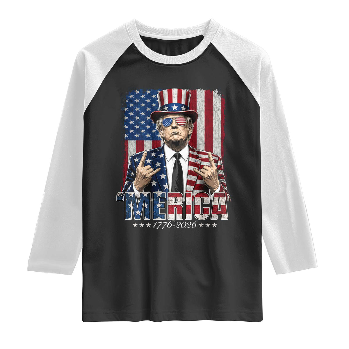 The Nations Leader US 250th Anniversary Raglan Shirt Funny 4th of July 1776 2026