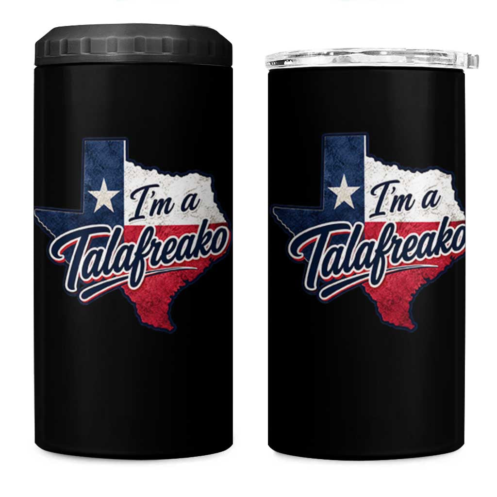 I Am A Talafreako James Talarico 4 in 1 Can Cooler Tumbler US Senate Vintage Texas Map