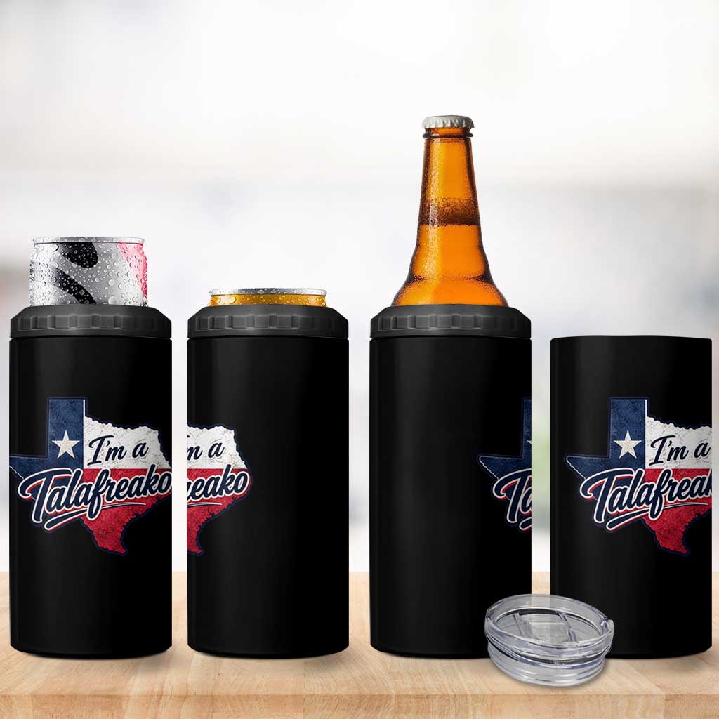 I Am A Talafreako James Talarico 4 in 1 Can Cooler Tumbler US Senate Vintage Texas Map