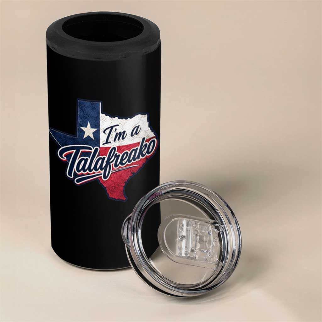 I Am A Talafreako James Talarico 4 in 1 Can Cooler Tumbler US Senate Vintage Texas Map
