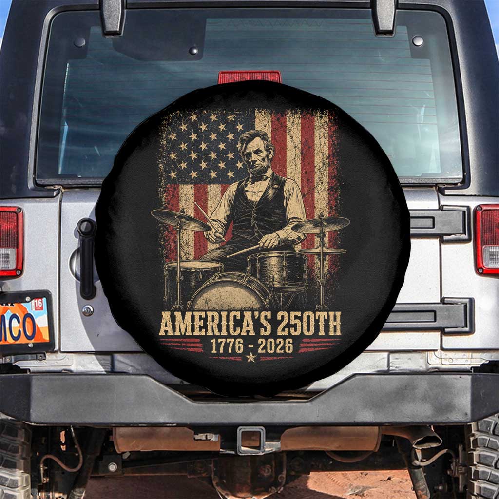 America's 250th Abraham Lincoln Playing Guitar 1776 2026 Spare Tire Cover Funny Electric Guitar Player
