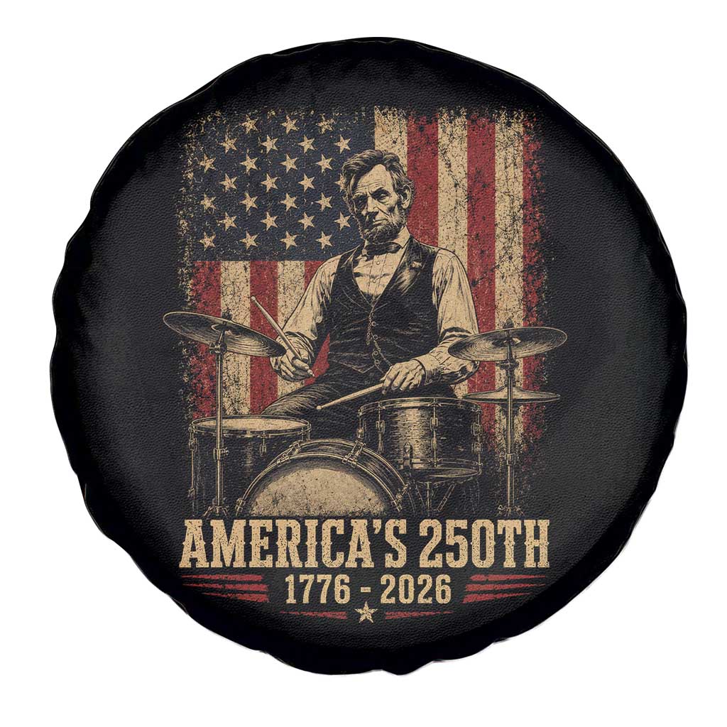 America's 250th Abraham Lincoln Playing Guitar 1776 2026 Spare Tire Cover Funny Electric Guitar Player
