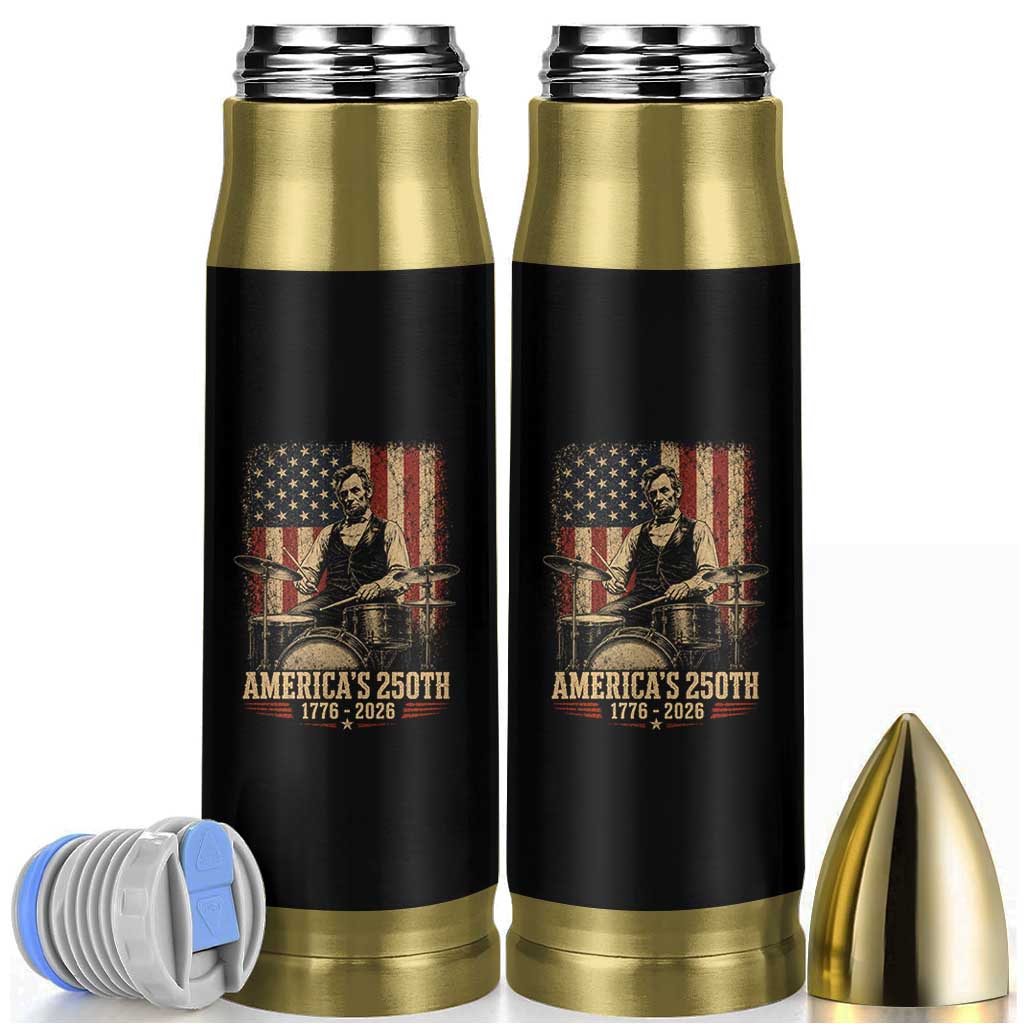 America's 250th Abraham Lincoln Playing Guitar 1776 2026 Bullet Tumbler Funny Electric Guitar Player