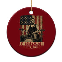 America's 250th Abraham Lincoln Playing Guitar 1776 2026 Ceramic Ornament Funny Electric Guitar Player