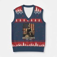 America's 250th Abraham Lincoln Playing Guitar 1776 2026 V-Neck Knit Sweater Vest Funny Electric Guitar Player