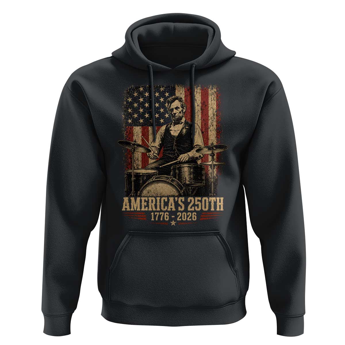 America's 250th Abraham Lincoln Playing Guitar 1776 2026 Hoodie Funny Electric Guitar Player