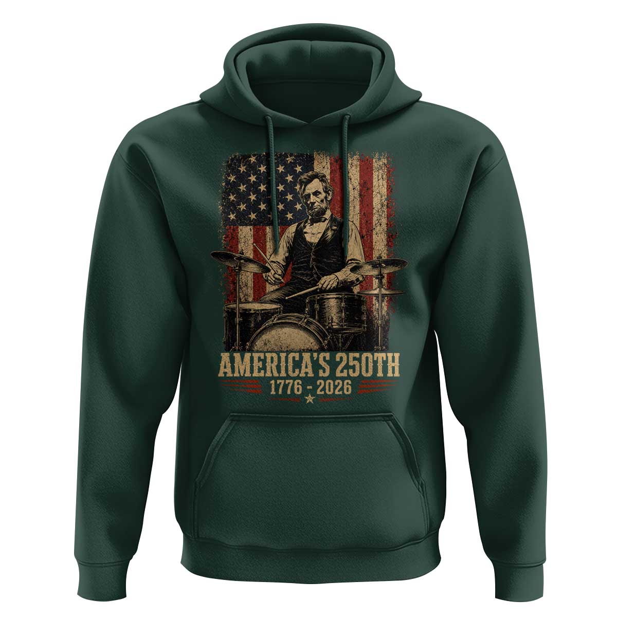 America's 250th Abraham Lincoln Playing Guitar 1776 2026 Hoodie Funny Electric Guitar Player