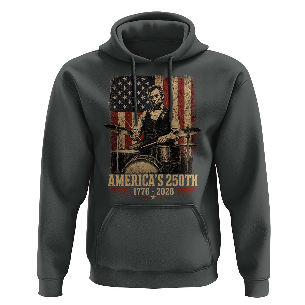 America's 250th Abraham Lincoln Playing Guitar 1776 2026 Hoodie Funny Electric Guitar Player