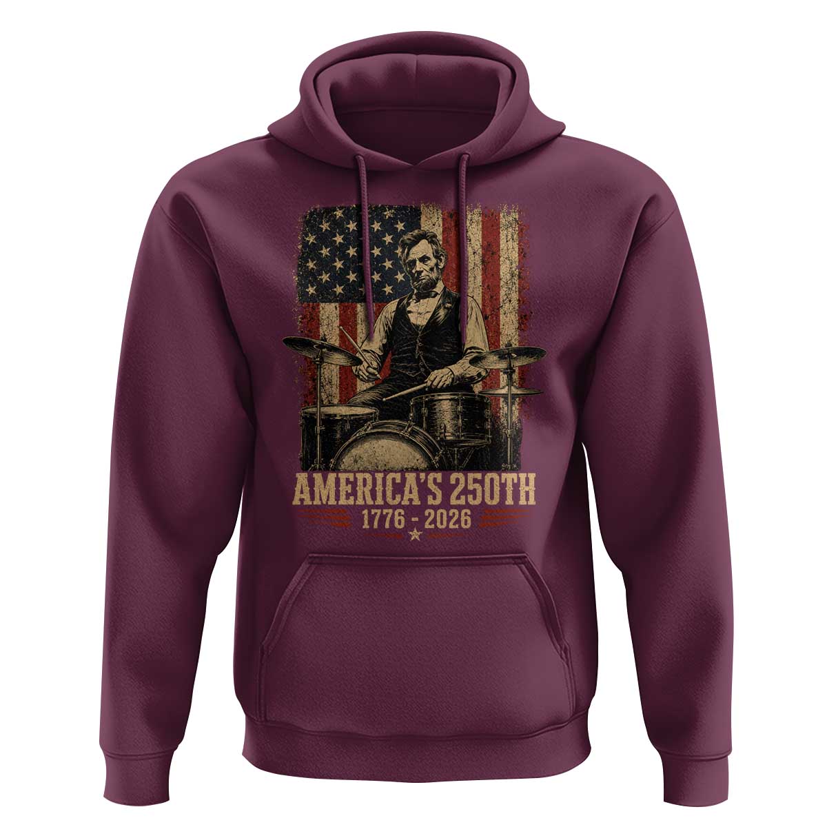 America's 250th Abraham Lincoln Playing Guitar 1776 2026 Hoodie Funny Electric Guitar Player