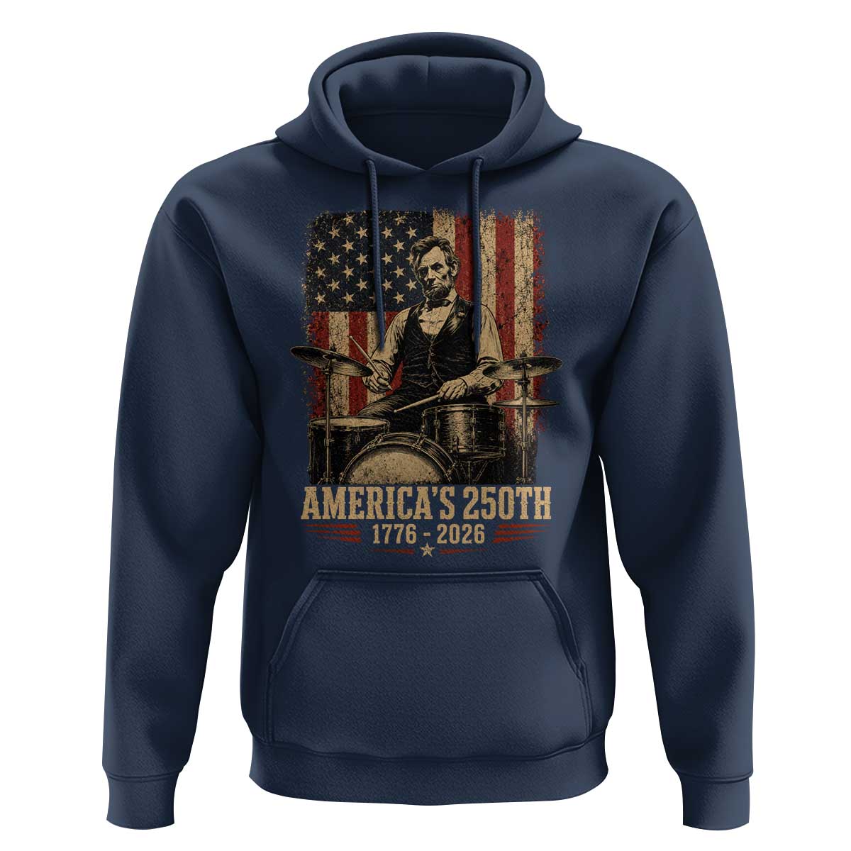 America's 250th Abraham Lincoln Playing Guitar 1776 2026 Hoodie Funny Electric Guitar Player