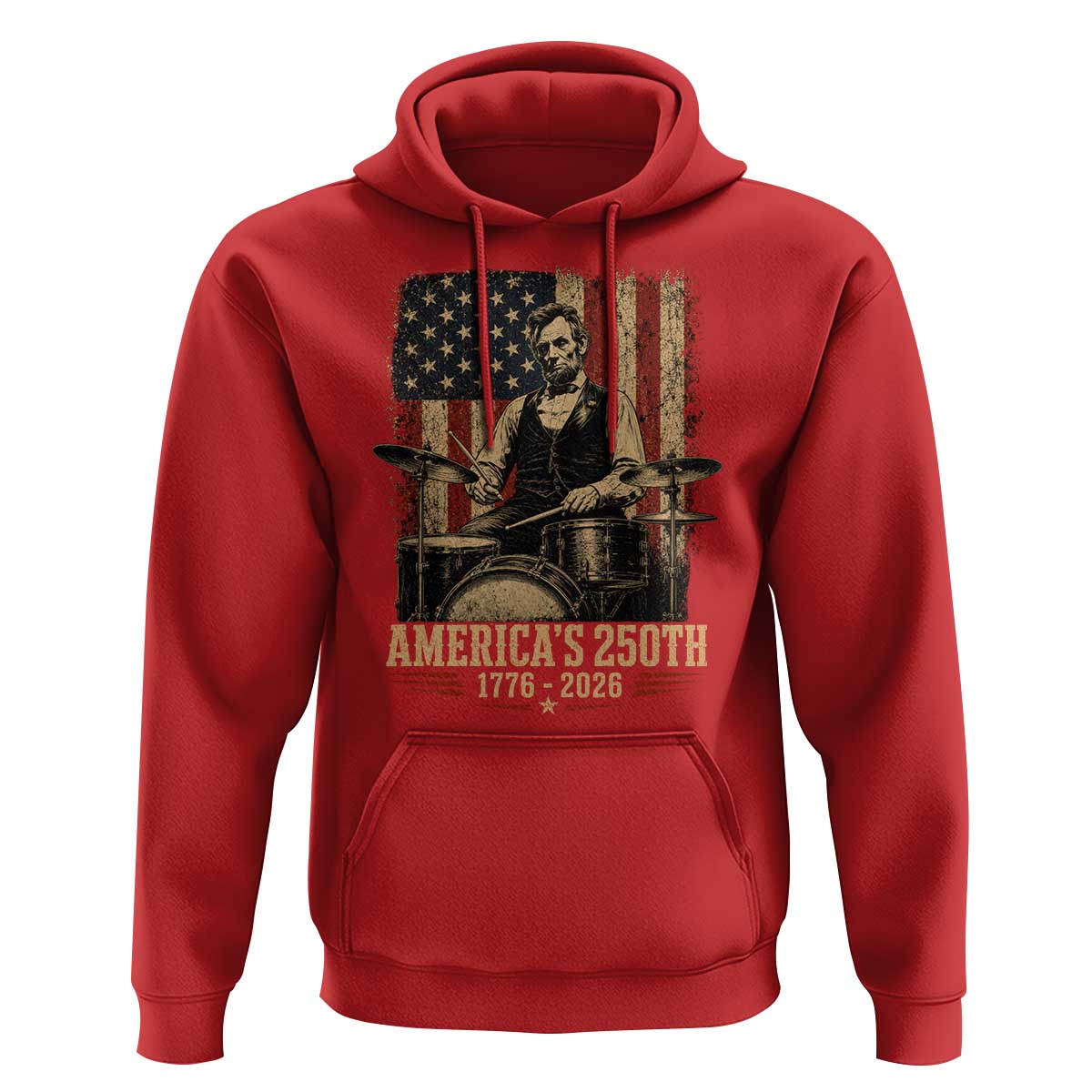 America's 250th Abraham Lincoln Playing Guitar 1776 2026 Hoodie Funny Electric Guitar Player