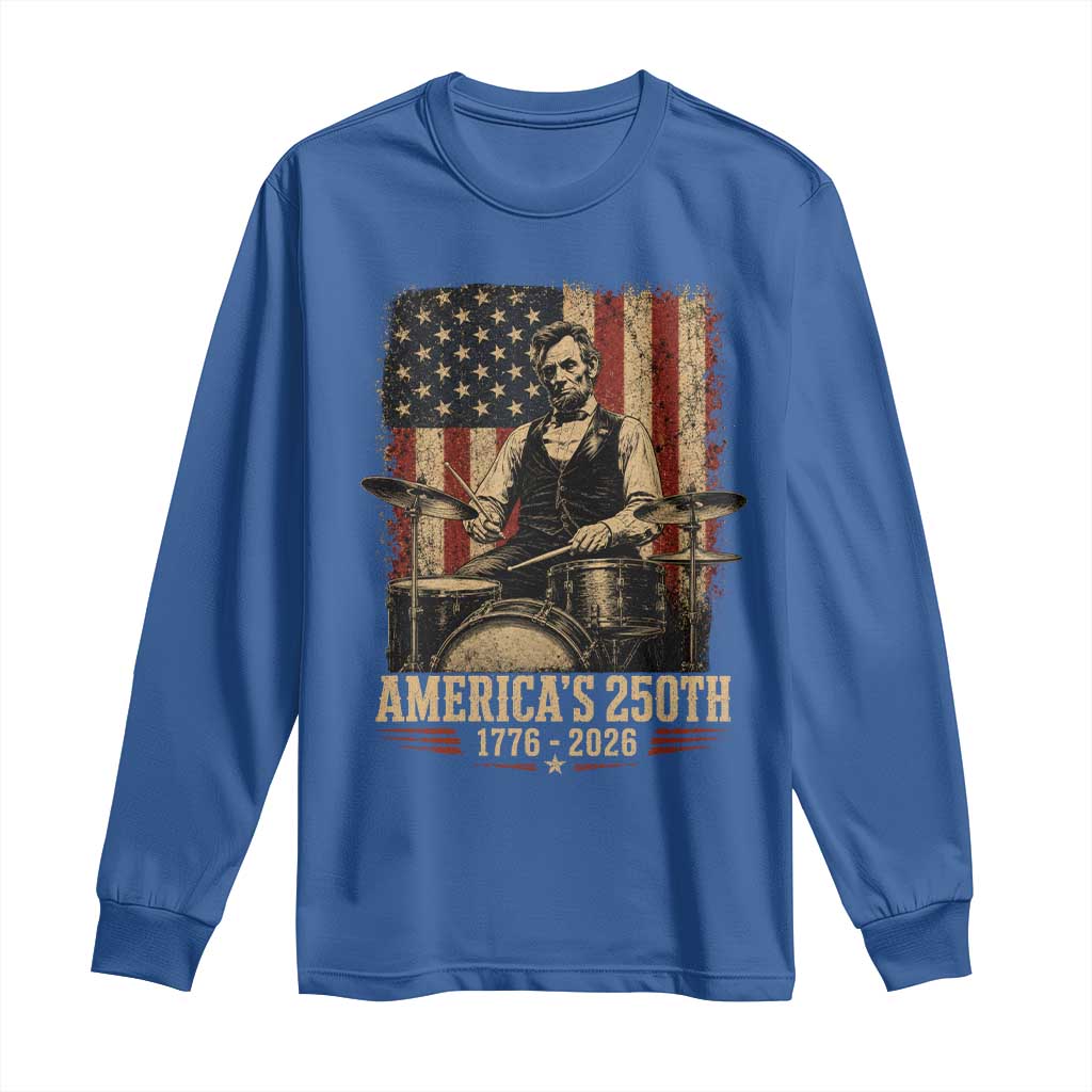 America's 250th Abraham Lincoln Playing Guitar 1776 2026 Long Sleeve Shirt Funny Electric Guitar Player
