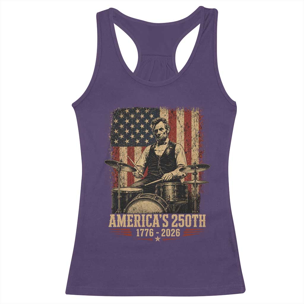 America's 250th Abraham Lincoln Playing Guitar 1776 2026 Racerback Tank Top Funny Electric Guitar Player
