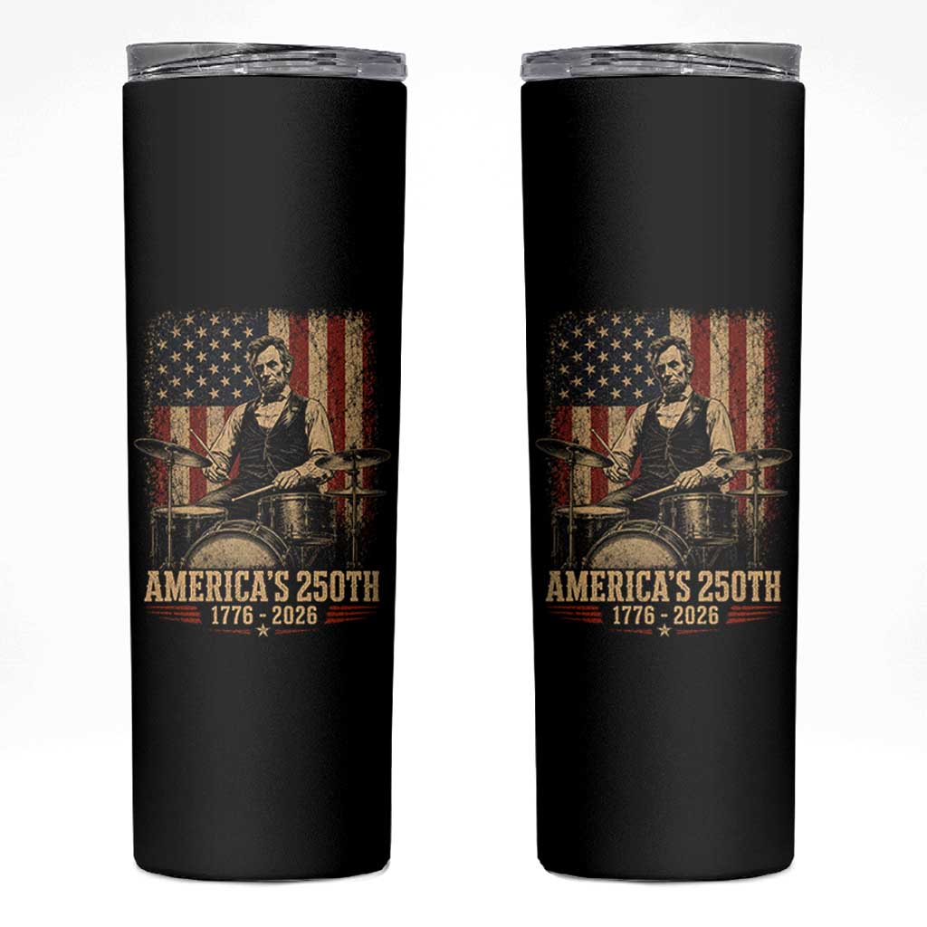America's 250th Abraham Lincoln Playing Guitar 1776 2026 Skinny Tumbler Funny Electric Guitar Player