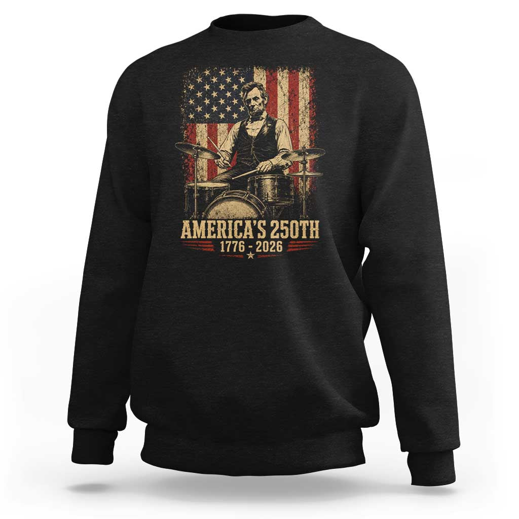 America's 250th Abraham Lincoln Playing Guitar 1776 2026 Sweatshirt Funny Electric Guitar Player