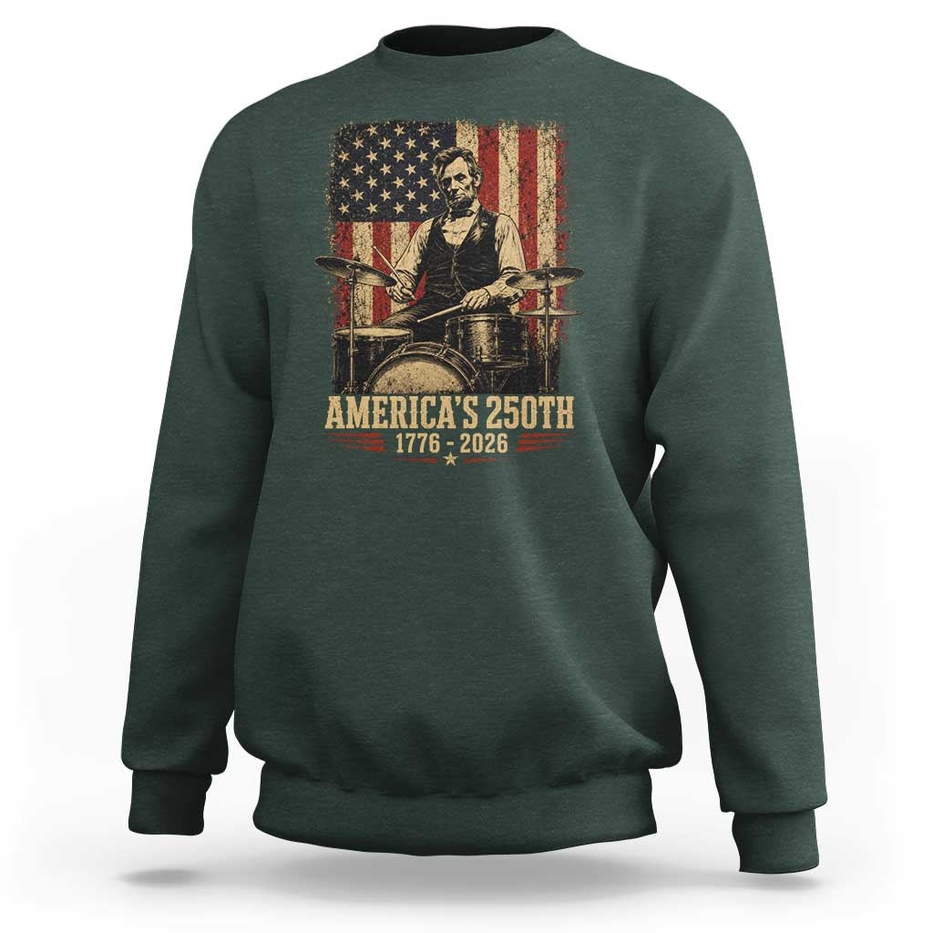 America's 250th Abraham Lincoln Playing Guitar 1776 2026 Sweatshirt Funny Electric Guitar Player