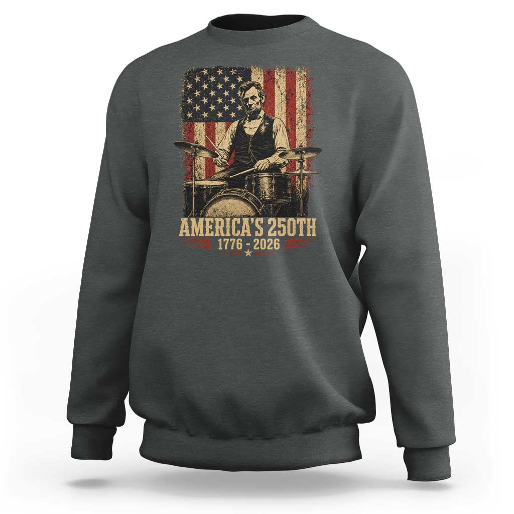 America's 250th Abraham Lincoln Playing Guitar 1776 2026 Sweatshirt Funny Electric Guitar Player