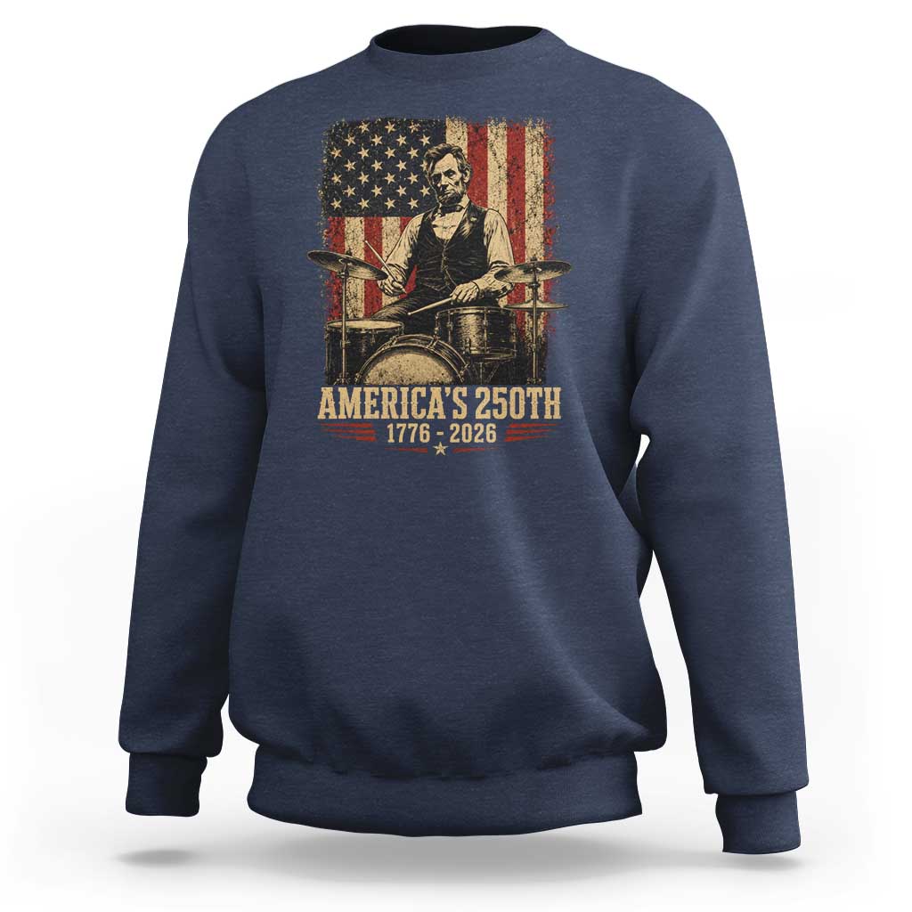 America's 250th Abraham Lincoln Playing Guitar 1776 2026 Sweatshirt Funny Electric Guitar Player