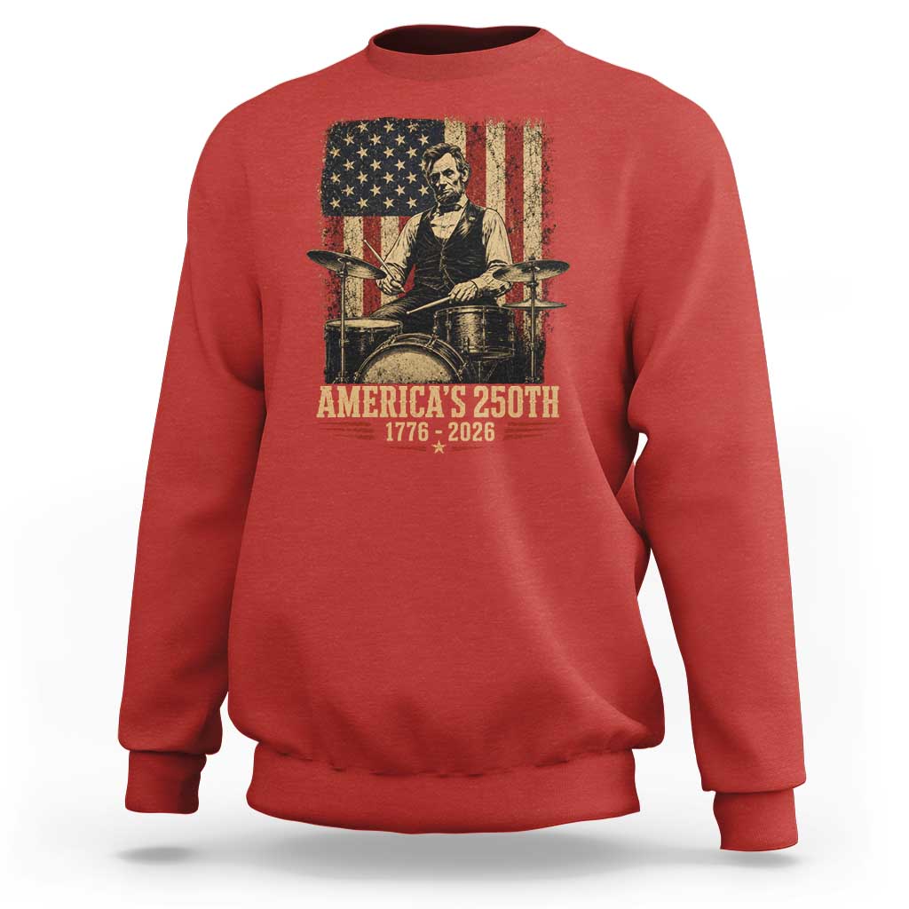 America's 250th Abraham Lincoln Playing Guitar 1776 2026 Sweatshirt Funny Electric Guitar Player