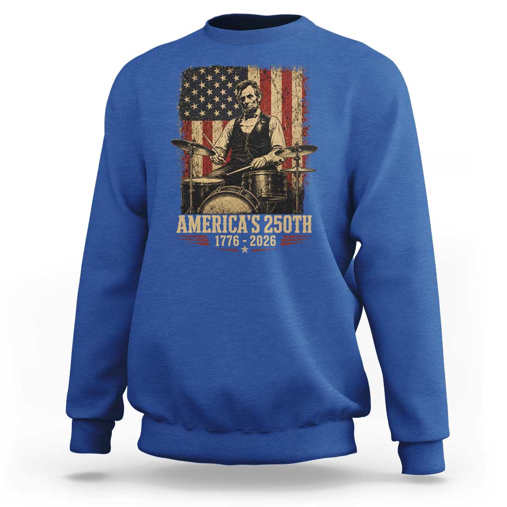 America's 250th Abraham Lincoln Playing Guitar 1776 2026 Sweatshirt Funny Electric Guitar Player