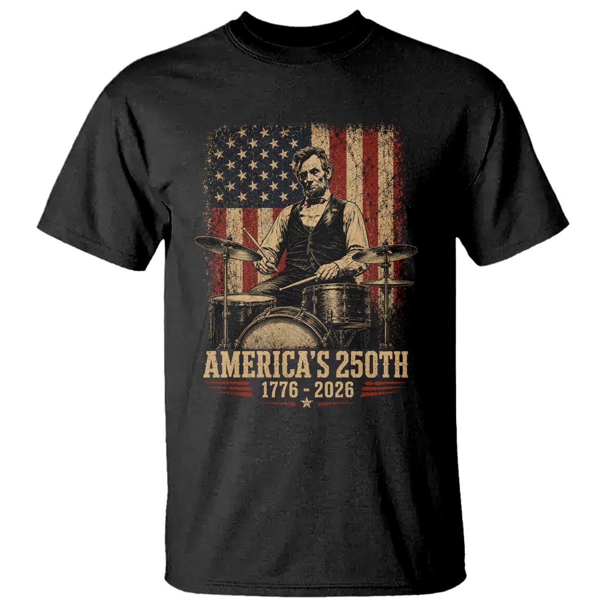 America's 250th Abraham Lincoln Playing Guitar 1776 2026 T Shirt Funny Electric Guitar Player
