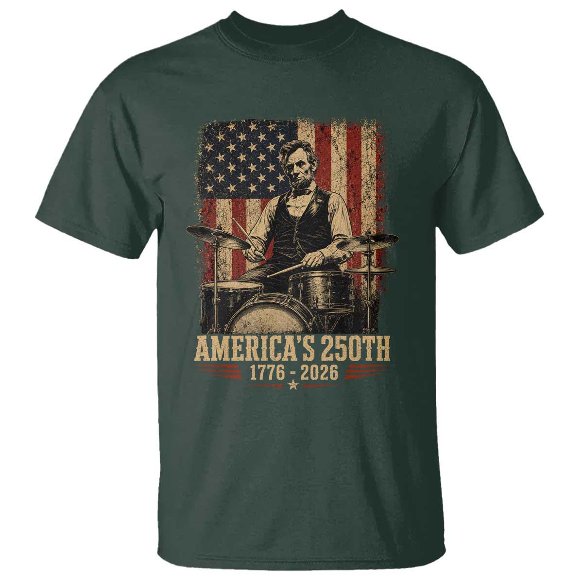 America's 250th Abraham Lincoln Playing Guitar 1776 2026 T Shirt Funny Electric Guitar Player