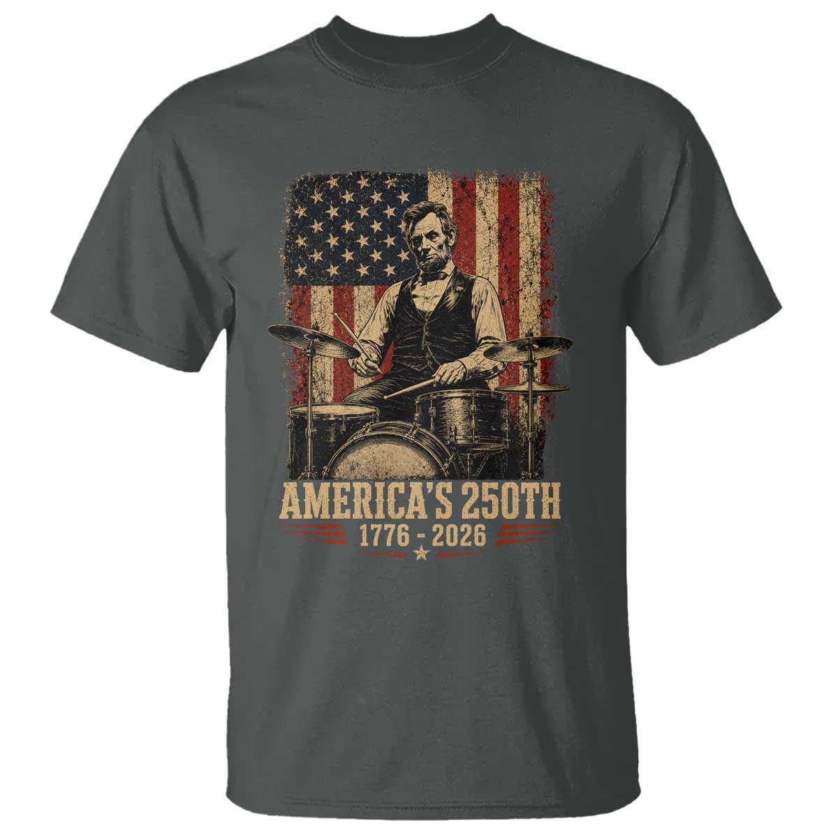 America's 250th Abraham Lincoln Playing Guitar 1776 2026 T Shirt Funny Electric Guitar Player
