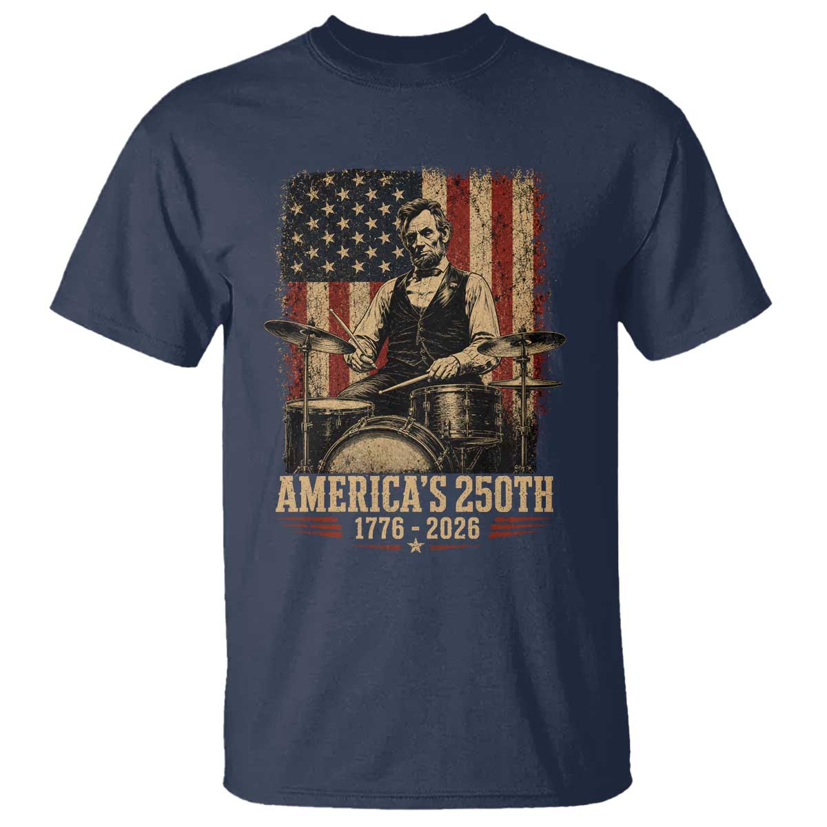 America's 250th Abraham Lincoln Playing Guitar 1776 2026 T Shirt Funny Electric Guitar Player