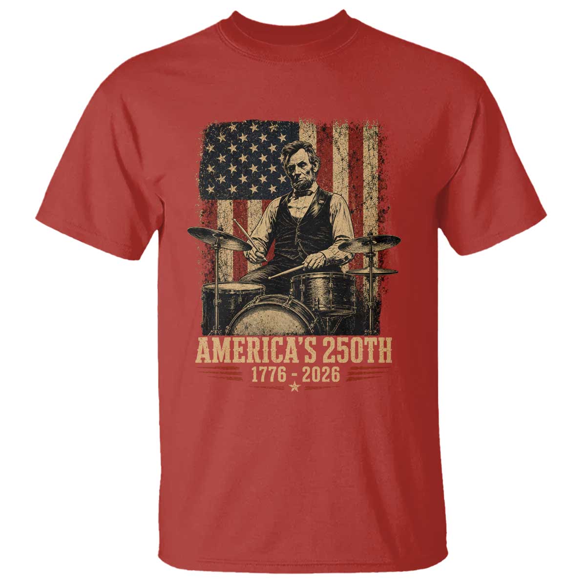 America's 250th Abraham Lincoln Playing Guitar 1776 2026 T Shirt Funny Electric Guitar Player