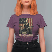 America's 250th Abraham Lincoln Playing Guitar 1776 2026 T Shirt For Women Funny Electric Guitar Player