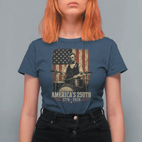 America's 250th Abraham Lincoln Playing Guitar 1776 2026 T Shirt For Women Funny Electric Guitar Player