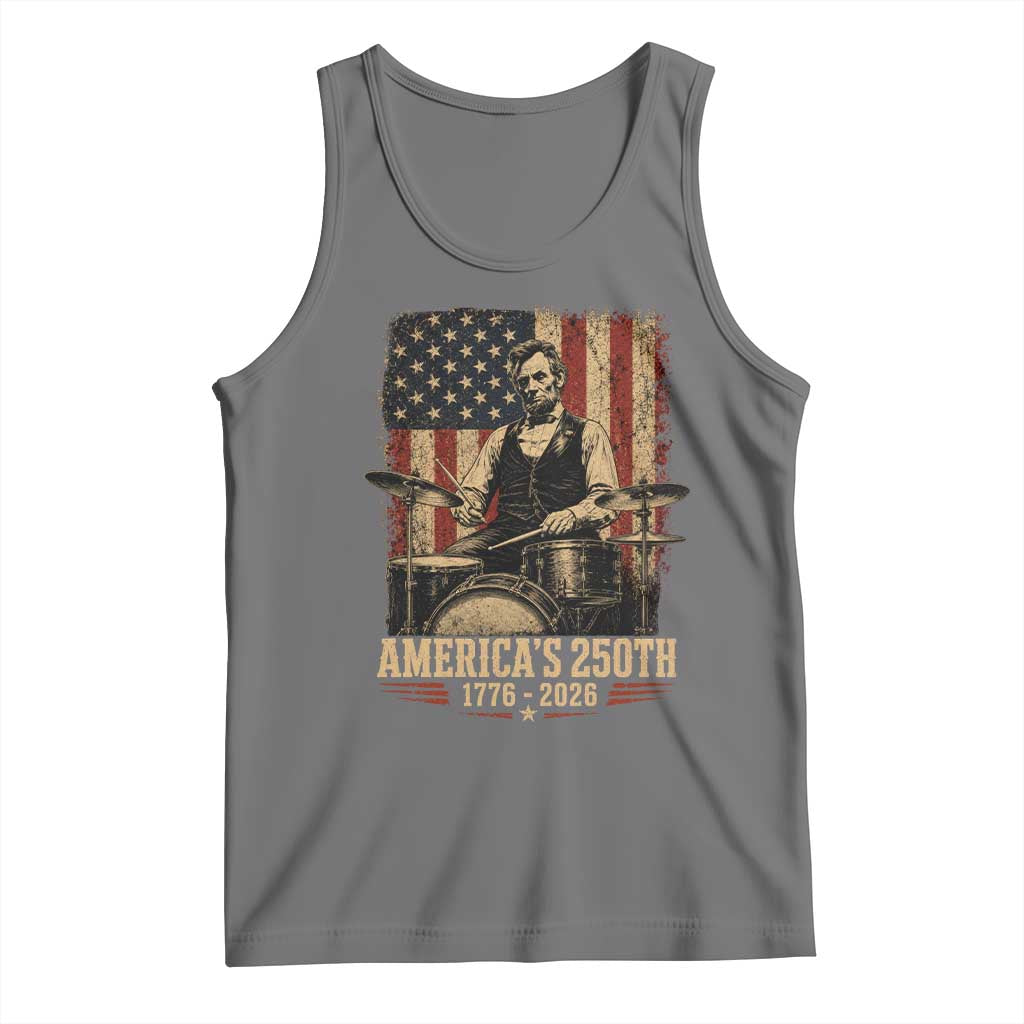 America's 250th Abraham Lincoln Playing Guitar 1776 2026 Tank Top Funny Electric Guitar Player