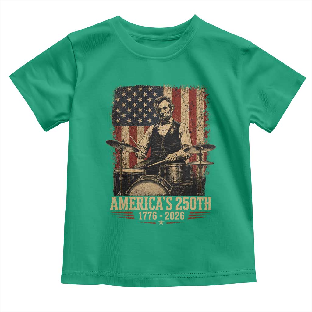 America's 250th Abraham Lincoln Playing Guitar 1776 2026 Toddler T Shirt Funny Electric Guitar Player