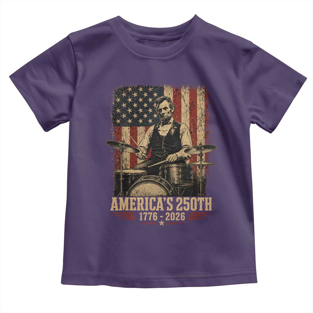 America's 250th Abraham Lincoln Playing Guitar 1776 2026 Toddler T Shirt Funny Electric Guitar Player