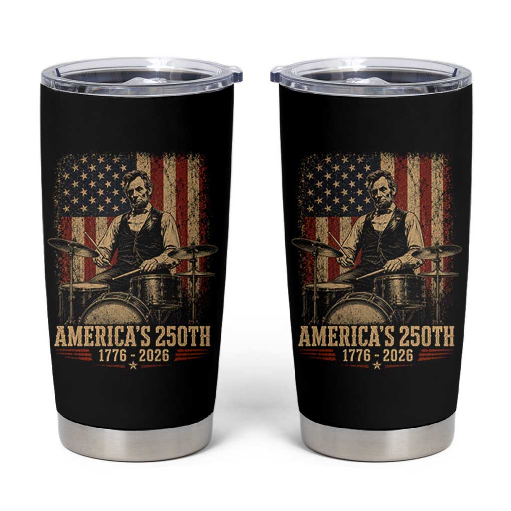 America's 250th Abraham Lincoln Playing Guitar 1776 2026 Tumbler Cup Funny Electric Guitar Player